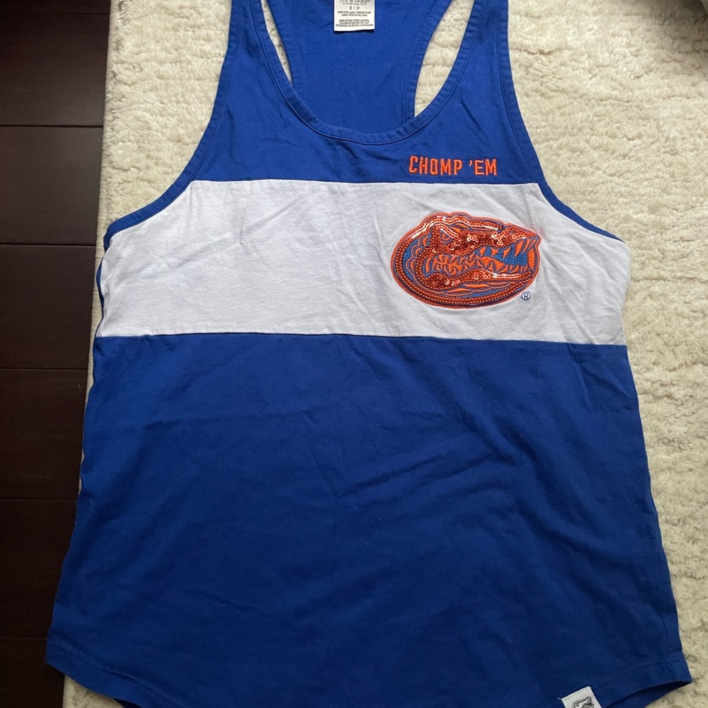 PINK Victoria's Secret Blue & White Florida Gators Tank - "Chomp 'Em"